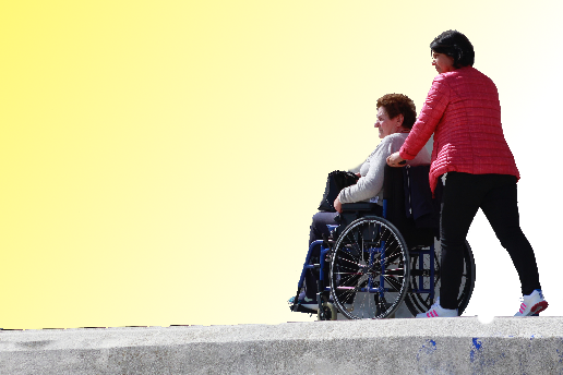 Confidently facing the day- Lady on wheelchair